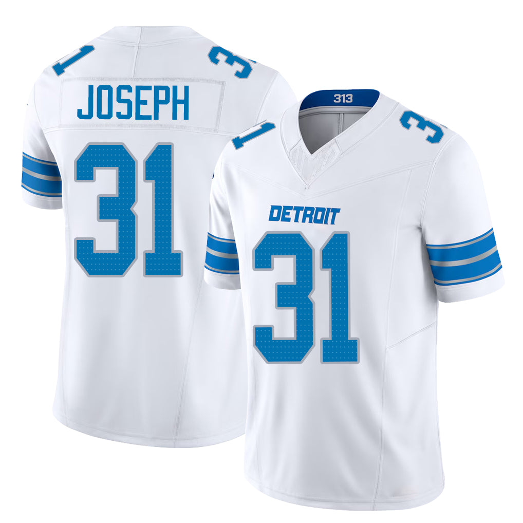 Detroit #31 Joseph Player Football V Neck Short Sleeve White Jersey Kerby For Men Youth Women Gift