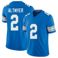 Detroit #2 Altmyer Player Football V Neck Short Sleeve Blue Jersey Luke For Men Youth Women Gift