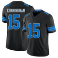 Detroit #15 Cunningham Player Football V Neck Short Sleeve Black Jersey Malik For Men Youth Women Gift