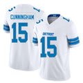 Detroit #15 Cunningham Player Football V Neck Short Sleeve White Jersey Malik For Men Youth Women Gift