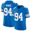 Detroit #94 Wingo Player Football V Neck Short Sleeve Blue Jersey Mekhi For Men Youth Women Gift