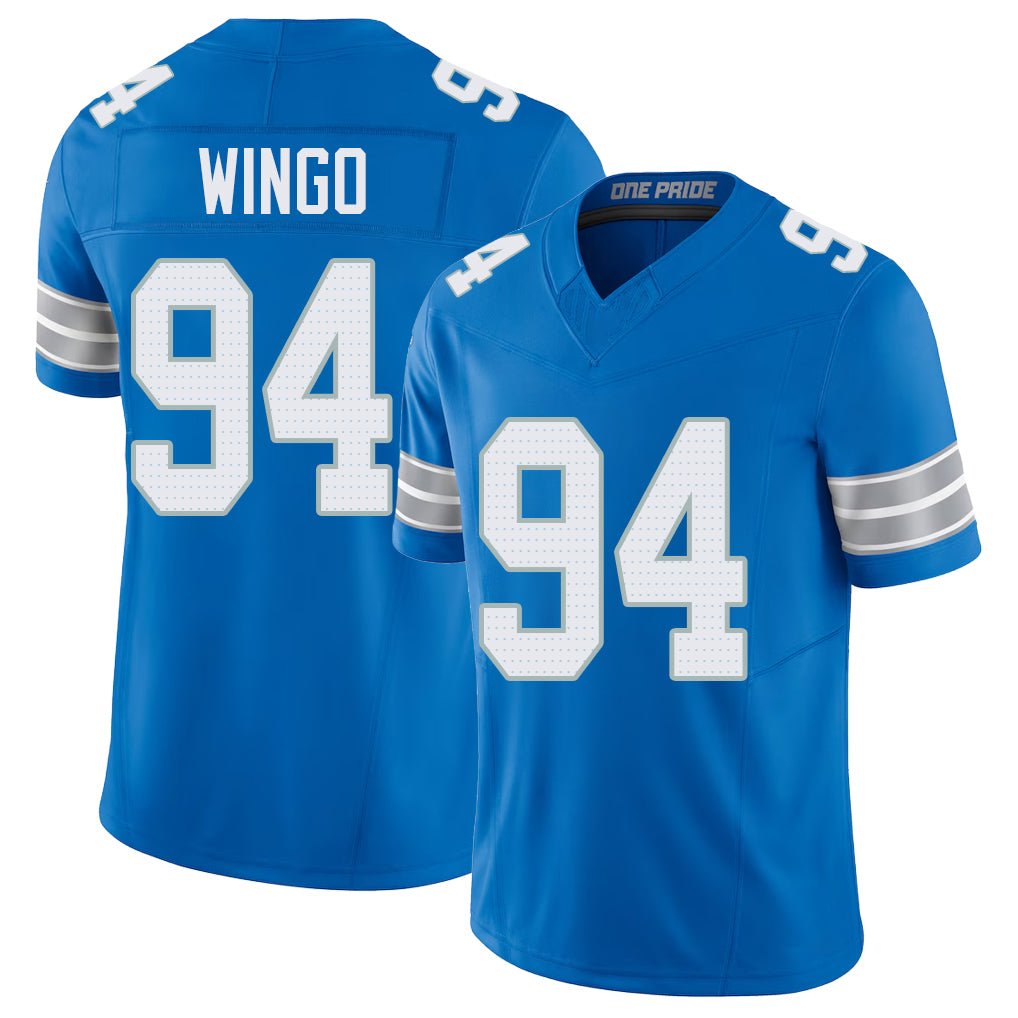 Detroit #94 Wingo Player Football V Neck Short Sleeve Blue Jersey Mekhi For Men Youth Women Gift