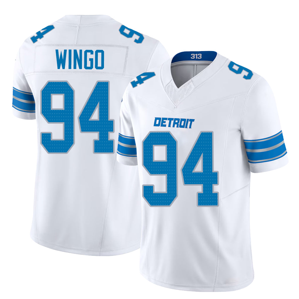 Detroit #94 Wingo Player Football V Neck Short Sleeve White Jersey Mekhi For Men Youth Women Gift