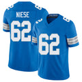 Detroit #62 Niese Player Football V Neck Short Sleeve Blue Jersey Michael For Men Youth Women Gift