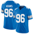 Detroit #96 Adams Player Football V Neck Short Sleeve Blue Jersey Myles For Men Youth Women Gift