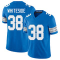Detroit #38 Whiteside Player Football V Neck Short Sleeve Blue Jersey Nick For Men Youth Women Gift