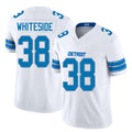 Detroit #38 Whiteside Player Football V Neck Short Sleeve White Jersey Nick For Men Youth Women Gift
