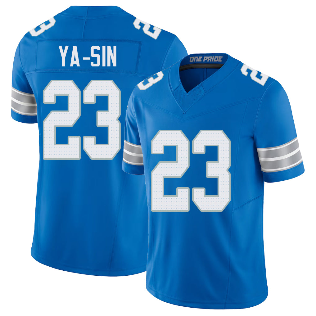 Detroit #23 Ya-Sin Player Football V Neck Short Sleeve Blue Jersey Rock For Men Youth Women Gift