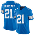 Detroit #21 McCreary Player Football V Neck Short Sleeve Blue Jersey Roger For Men Youth Women Gift