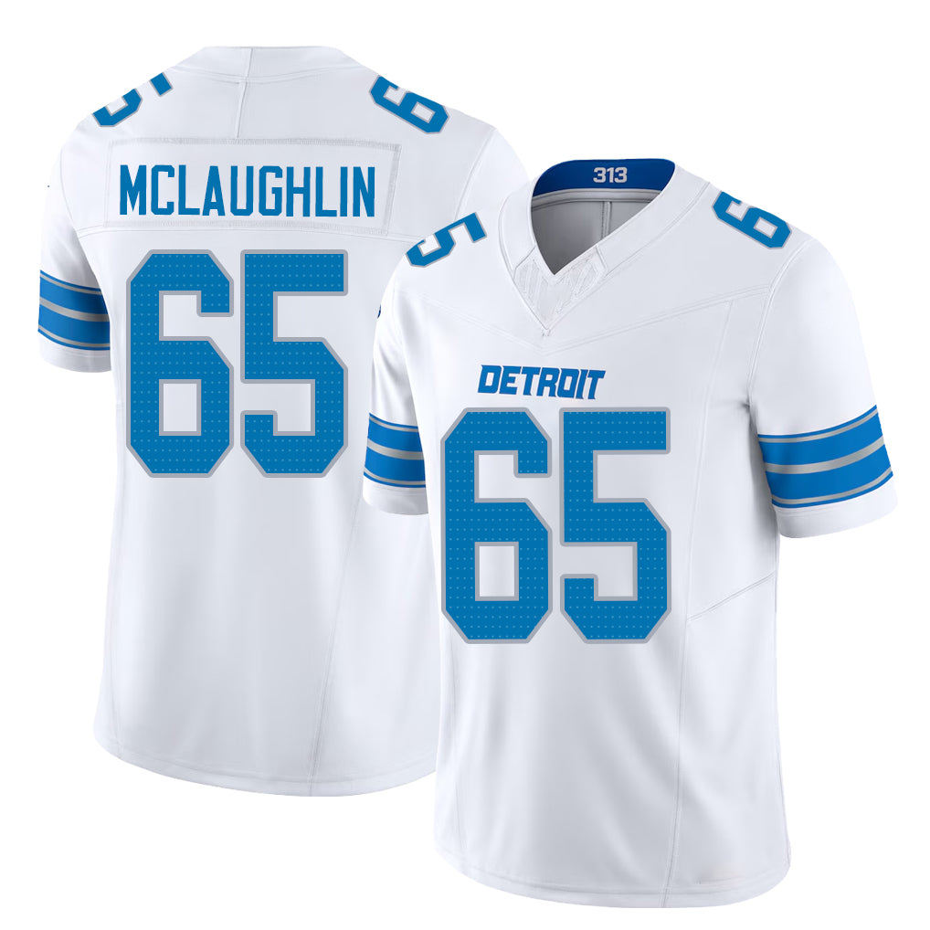 Detroit #65 McLaughlin Player Football V Neck Short Sleeve White Jersey Seth For Men Youth Women Gift