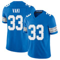 Detroit #33 Vaki Player Football V Neck Short Sleeve Blue Jersey Sione For Men Youth Women Gift