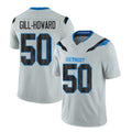 Detroit #50 Gill-Howard Player Football V Neck Short Sleeve Silver Jersey Skyler For Men Youth Women Gift