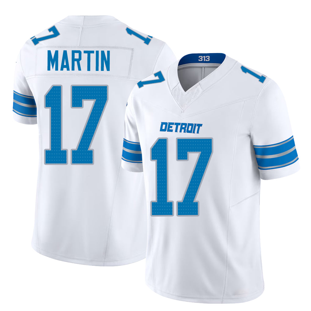Detroit #17 Martin Player Football V Neck Short Sleeve White Jersey Tay For Men Youth Women Gift