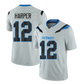 Detroit #12 Harper Player Football V Neck Short Sleeve Silver Jersey Thomas For Men Youth Women Gift