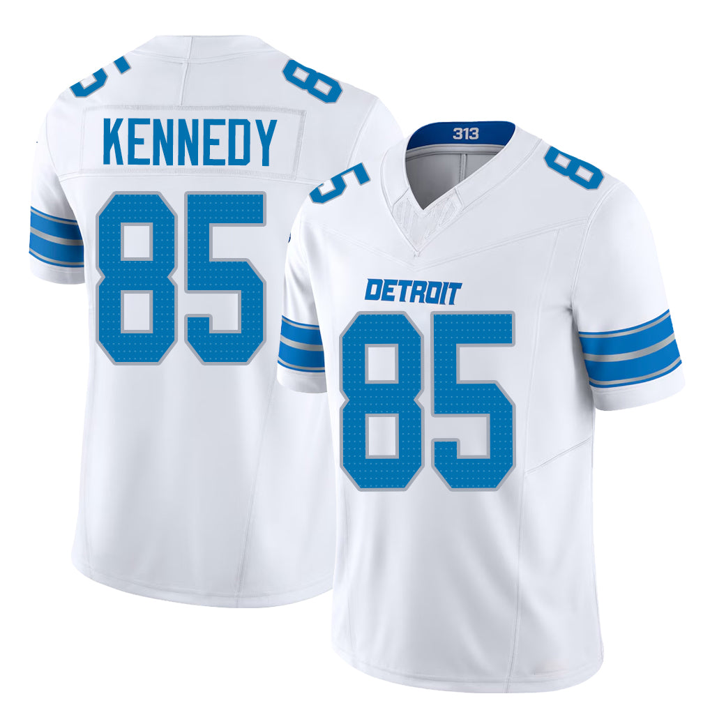 Detroit #85 Kennedy Player Football V Neck Short Sleeve White Jersey Tom For Men Youth Women Gift