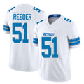 Detroit #51 Reeder Player Football V Neck Short Sleeve White Jersey Troy For Men Youth Women Gift