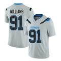 Detroit #91 Williams Player Football V Neck Short Sleeve Silver Jersey Tyleik For Men Youth Women Gift