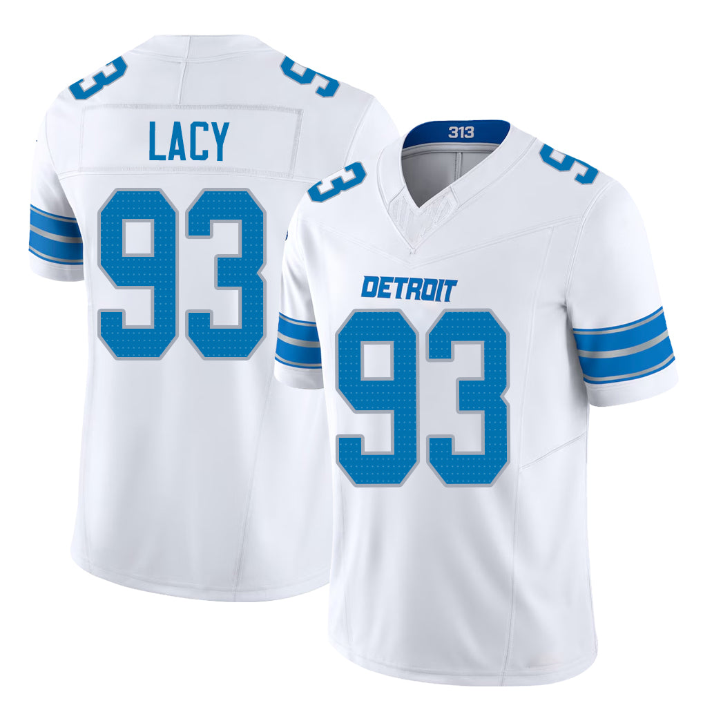 Detroit #93 Lacy Player Football V Neck Short Sleeve White Jersey Tyler For Men Youth Women Gift