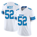 Detroit #52 West Player Football V Neck Short Sleeve White Jersey Tyre For Men Youth Women Gift