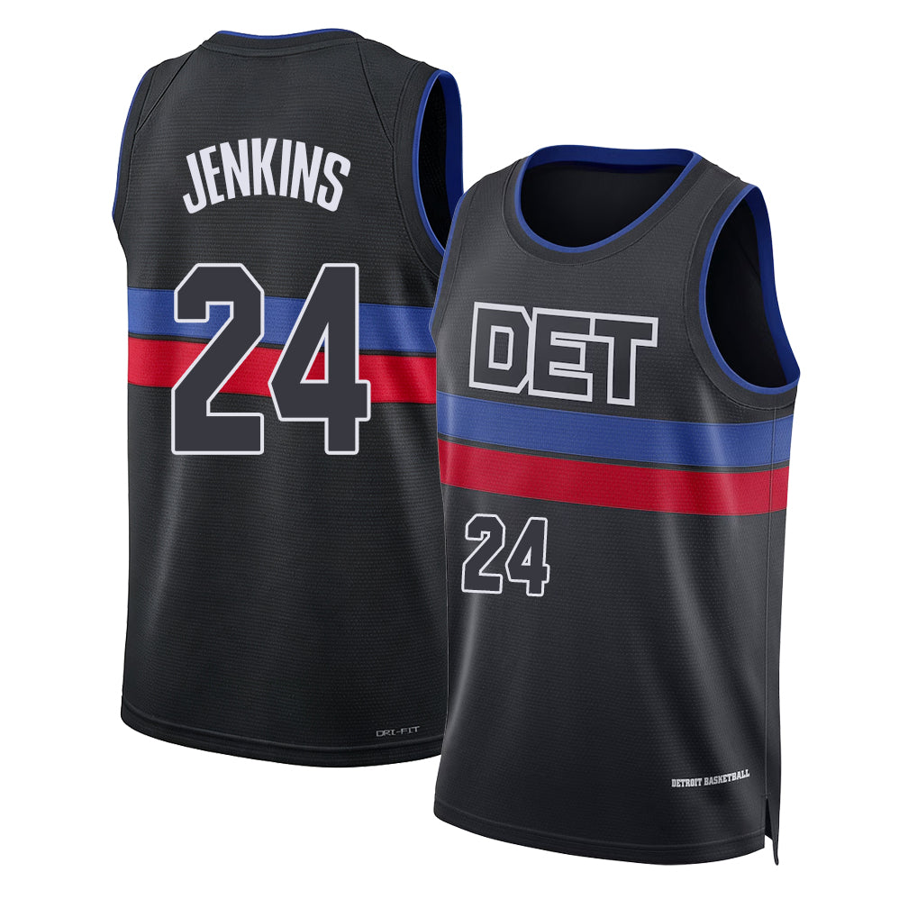 Detroit #24 Jenkins Player Basketball Sleeveless Black Jersey Daniss For Adult Youth
