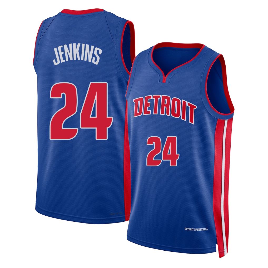 Detroit #24 Jenkins Player Basketball Sleeveless Blue Jersey Daniss For Adult Youth