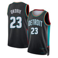 Detroit #23 Okorie Player Basketball Sleeveless Charcoal Jersey Ebuka For Adult Youth