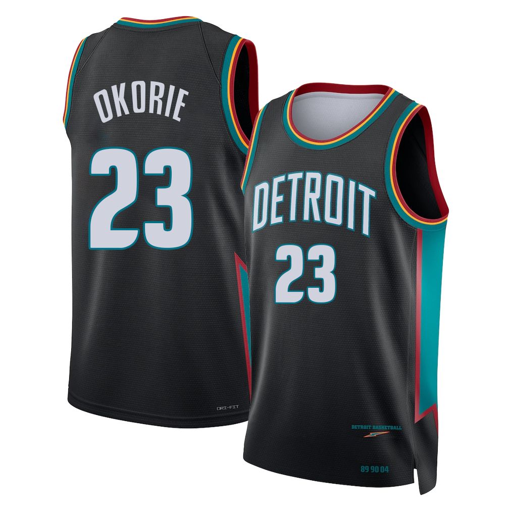 Detroit #23 Okorie Player Basketball Sleeveless Charcoal Jersey Ebuka For Adult Youth