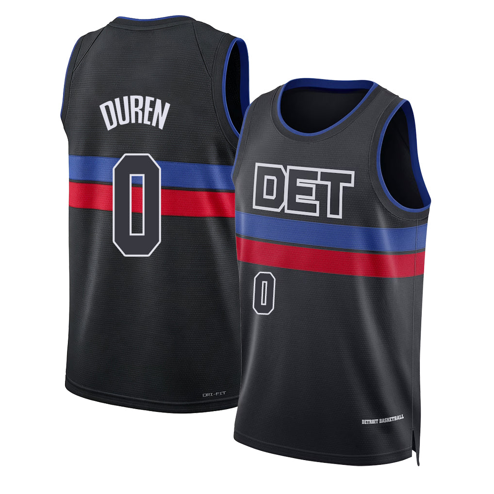 Detroit #0 Duren Player Basketball Sleeveless Black Jersey Jalen For Adult Youth