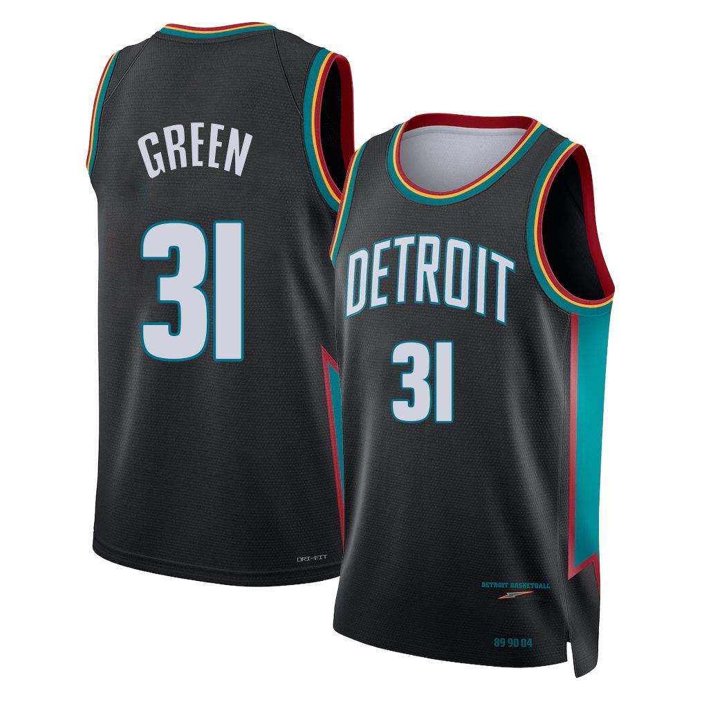 Detroit #31 Green Player Basketball Sleeveless Charcoal Jersey Javonte For Adult Youth