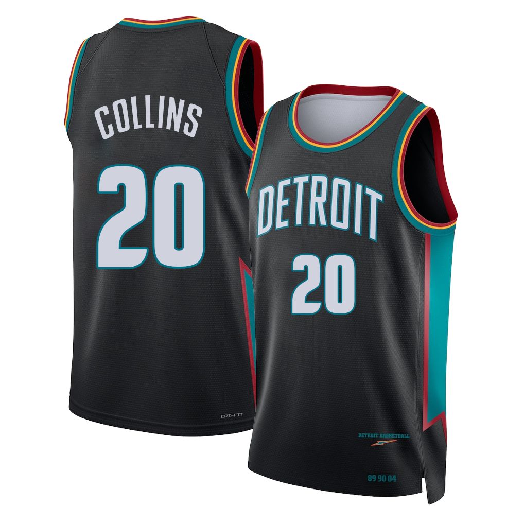 Detroit #20 Collins Player Basketball Sleeveless Charcoal Jersey John For Adult Youth