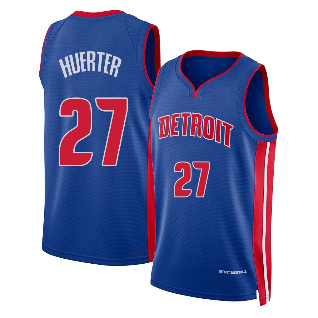Detroit #27 Huerter Player Basketball Sleeveless Blue Jersey Kevin For Adult Youth