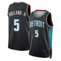 Detroit #5 Holland II Player Basketball Sleeveless Charcoal Jersey Ronald For Adult Youth