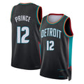 Detroit #12 Prince Player Basketball Sleeveless Charcoal Jersey Taurean For Adult Youth