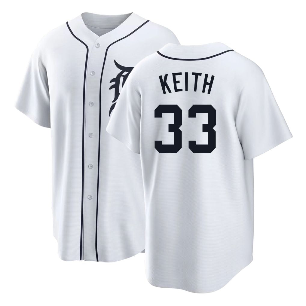 Detroit #33 Keith Player Baseball Short Sleeve White Jersey Colt For Men Women Youth Gift
