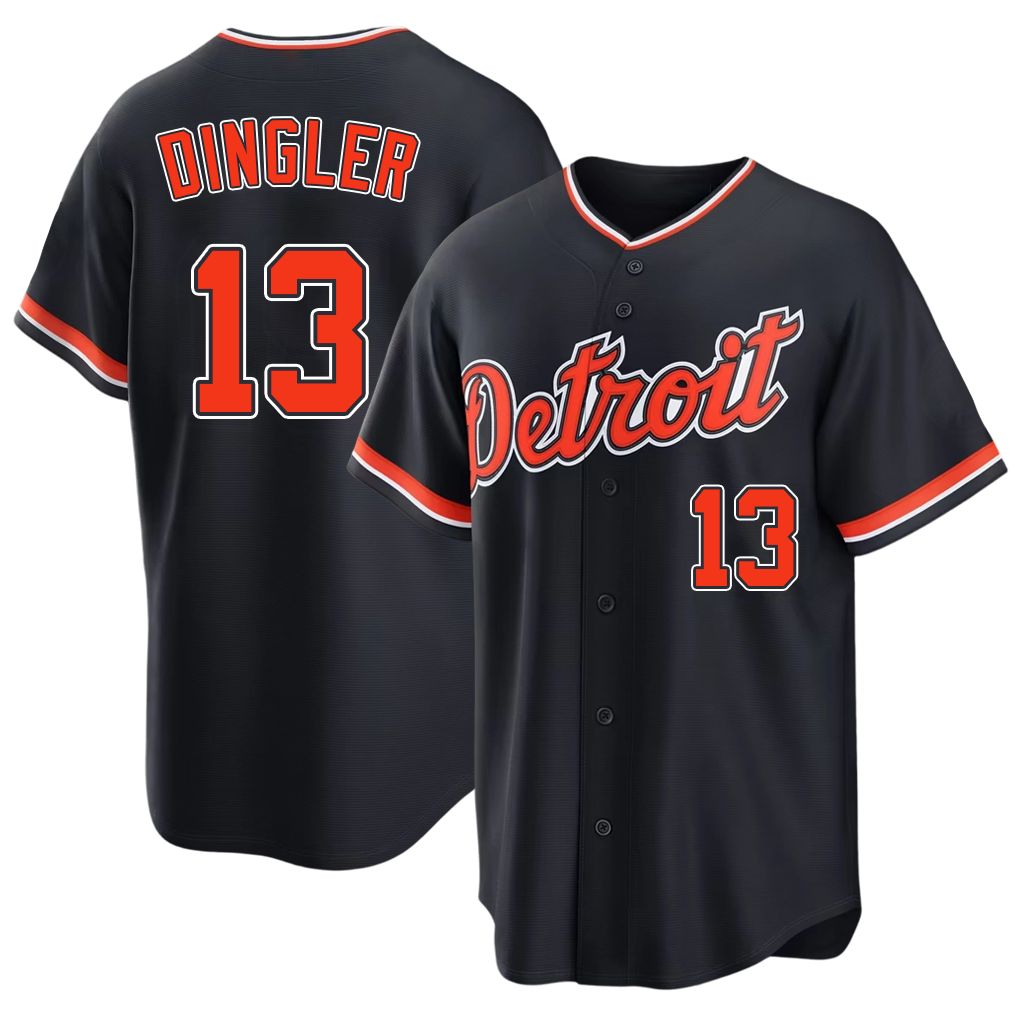 Detroit #13 Dingler Player Baseball Short Sleeve Navy Jersey Dillon For Men Women Youth Gift