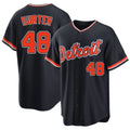 Detroit #48 Hurter Player Baseball Short Sleeve Navy Jersey Brant For Men Women Youth Gift