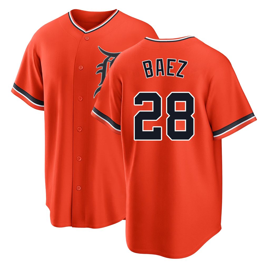 Detroit #28 Baez Player Baseball Short Sleeve Orange Jersey Javier For Men Women Youth Gift