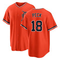 Detroit #18 Peck Player Baseball Short Sleeve Orange Jersey John For Men Women Youth Gift