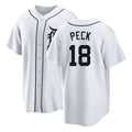Detroit #18 Peck Player Baseball Short Sleeve White Jersey John For Men Women Youth Gift