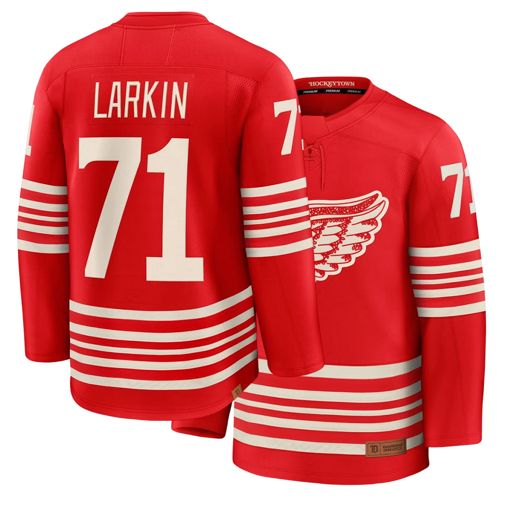 Mens Detroit #71 Larkin Player Ice hockey Long Sleeve Red Dylan Jersey