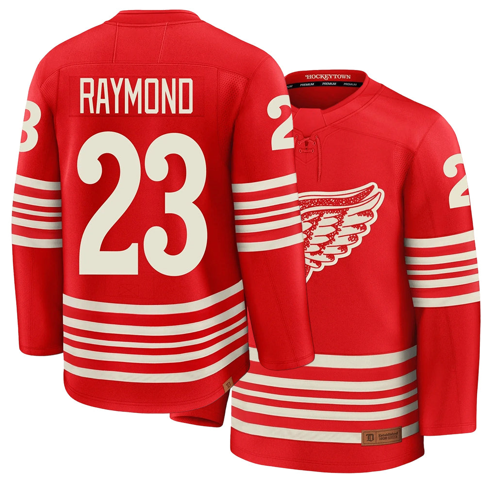 Mens Detroit #23 Raymond Player Ice hockey Long Sleeve Red Lucas Jersey