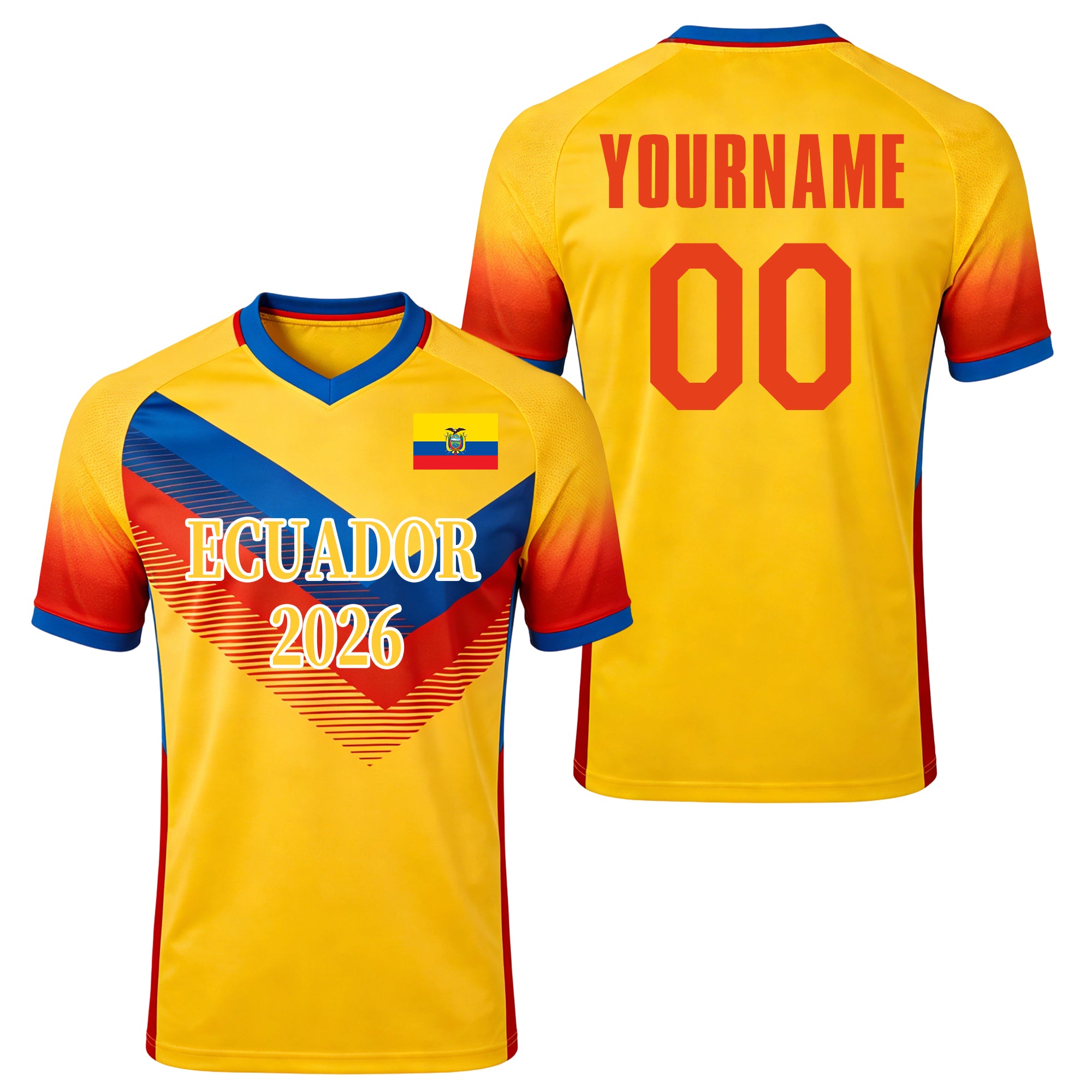 Custom Ecuador Soccer Jersey – Personalized Name & Number Football Shirt:2026 Cup Kids Youths Mens Womens Fans
