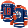 Mens Edmonton #18 Hyman Player Ice hockey Long Sleeve Royal Zach Jersey