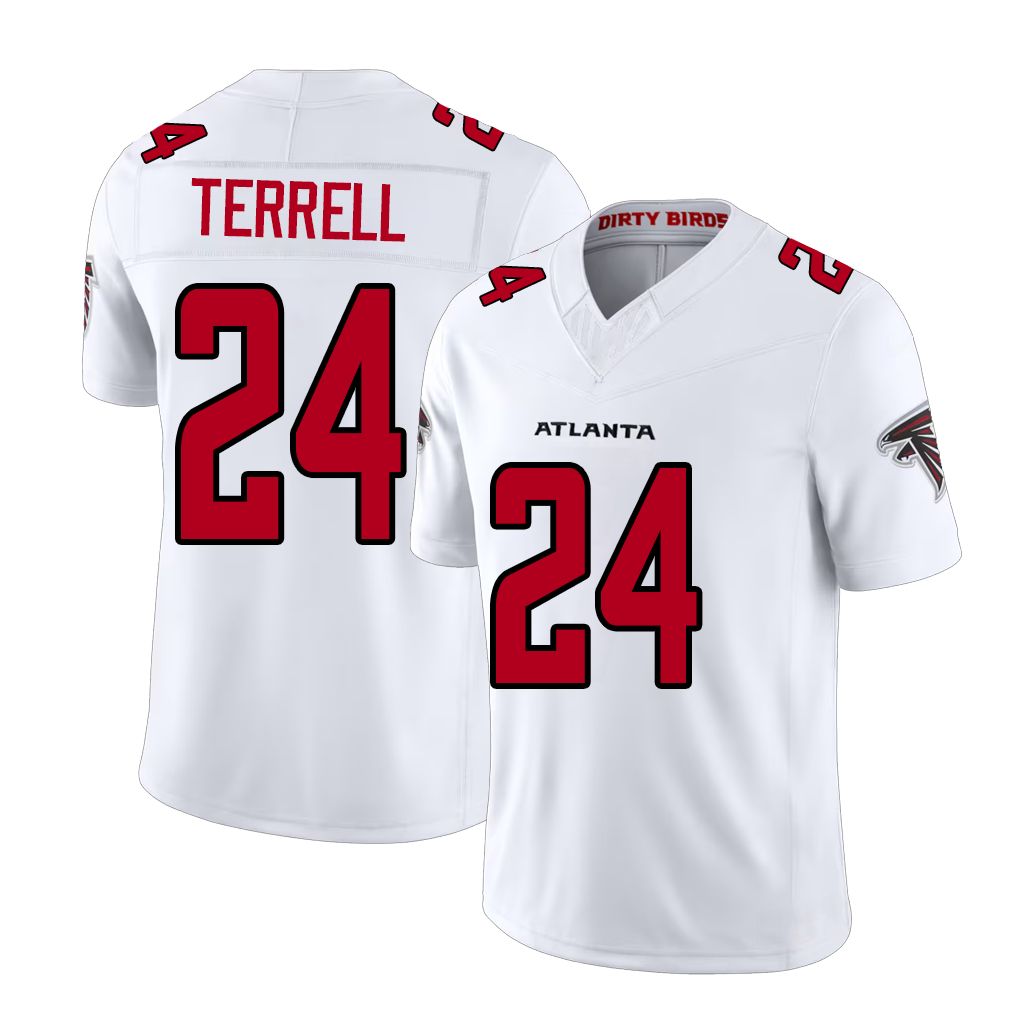 Atlanta #24 Terrell Player Football V Neck Short Sleeve White Jersey A.J. For Men Youth Women Gift