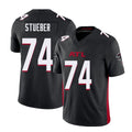 Atlanta #74 Stueber Player Football V Neck Short Sleeve Black Jersey Andrew For Men Youth Women Gift