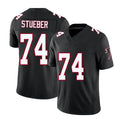 Atlanta #74 Stueber Player Football V Neck Short Sleeve Black Throwback Jersey Andrew For Men Youth Women Gift