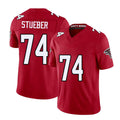Atlanta #74 Stueber Player Football V Neck Short Sleeve Red Jersey Andrew For Men Youth Women Gift