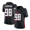 Atlanta #98 Thompson Player Football V Neck Short Sleeve Black Jersey Anterio For Men Youth Women Gift