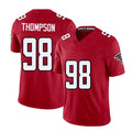 Atlanta #98 Thompson Player Football V Neck Short Sleeve Red Jersey Anterio For Men Youth Women Gift