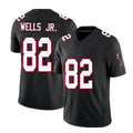 Atlanta #82 Wells Jr. Player Football V Neck Short Sleeve Black Throwback Jersey Antwane For Men Youth Women Gift
